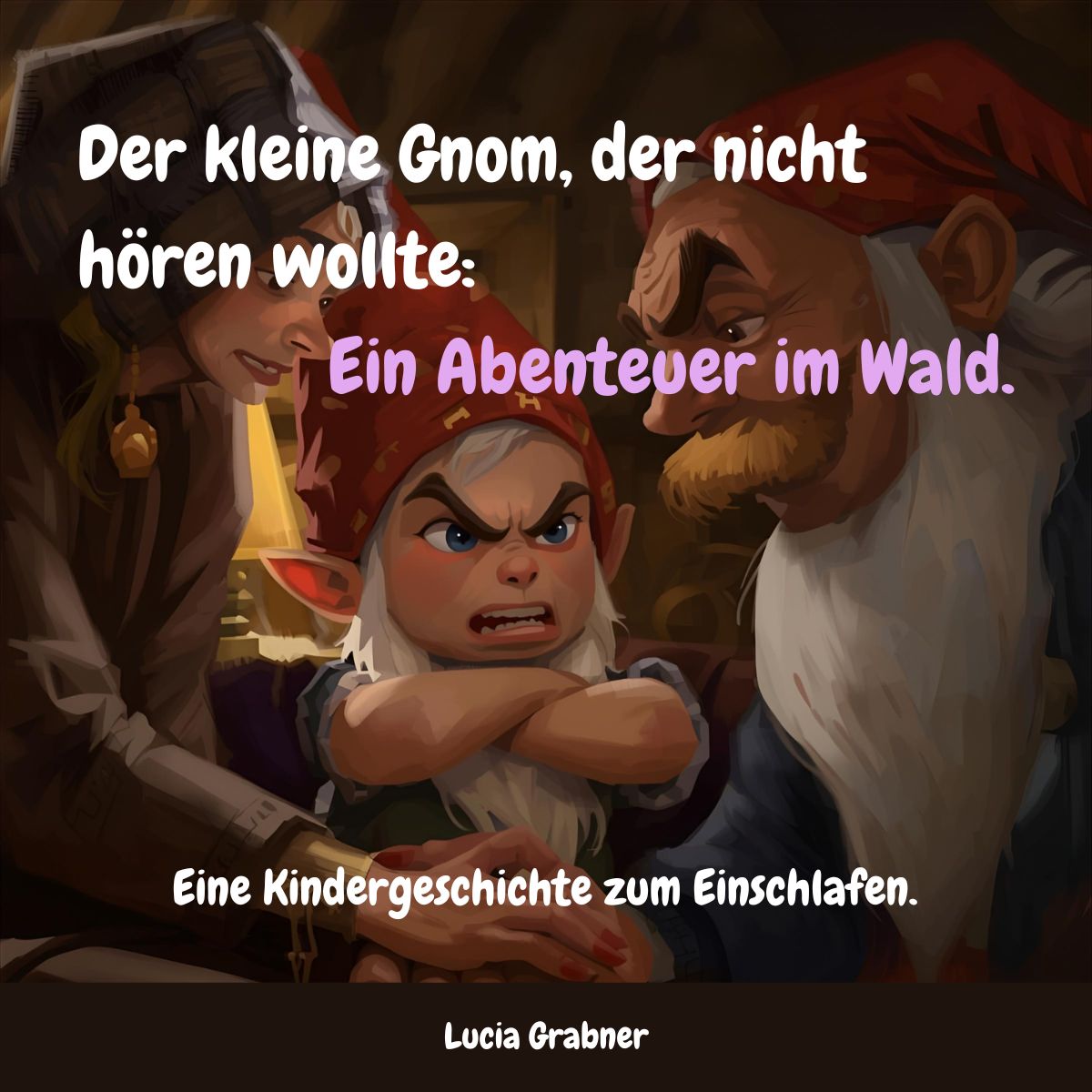 Ein trotziger, kleiner Gnom mit seinen Eltern Ein trotziger, kleiner Gnom mit seinen Eltern